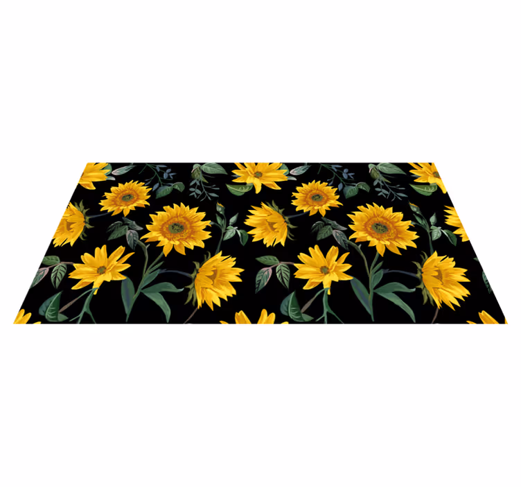 Vinylmatta blommor och växter vintage solros - Tenstickers