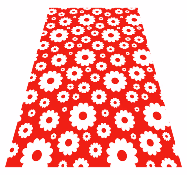 Vinylmatta blommor och växter vita och röda prästkragar - Tenstickers