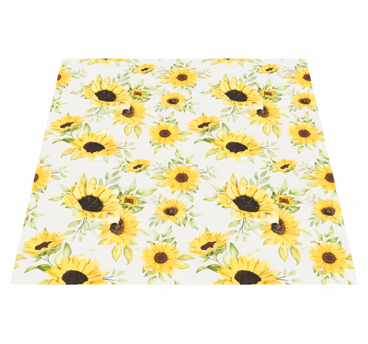 Vinylmatta blommor och växter akvarellsolrosor - Tenstickers
