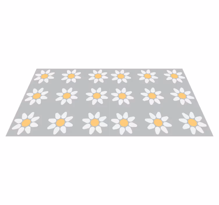 Vinylmatta blommor och växter med prästkragar - Tenstickers