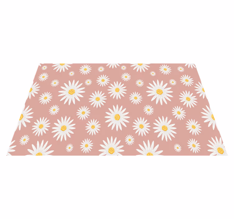 Vinylmatta blommor och växter söt rosa prästkrage - Tenstickers