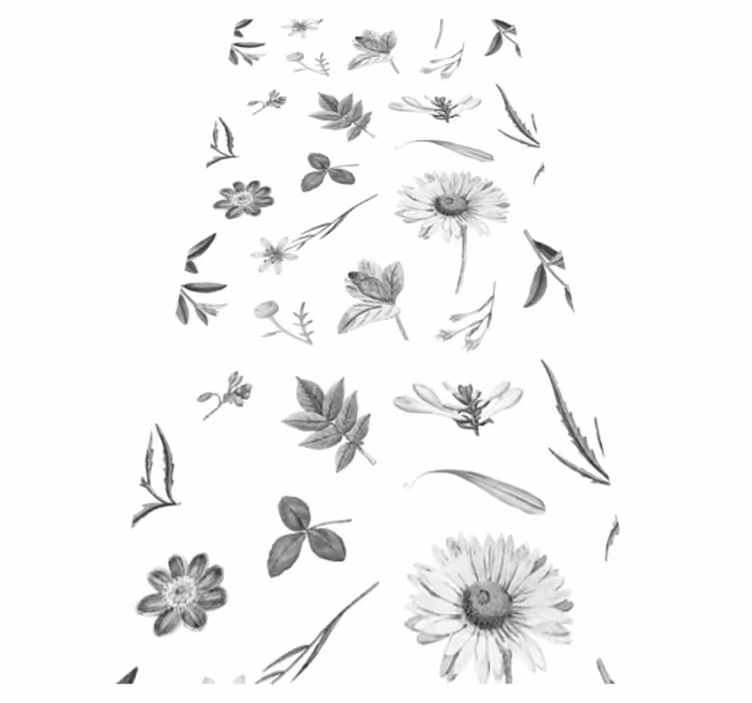 Vinylmatta blommor och växter grå vårblommor - Tenstickers
