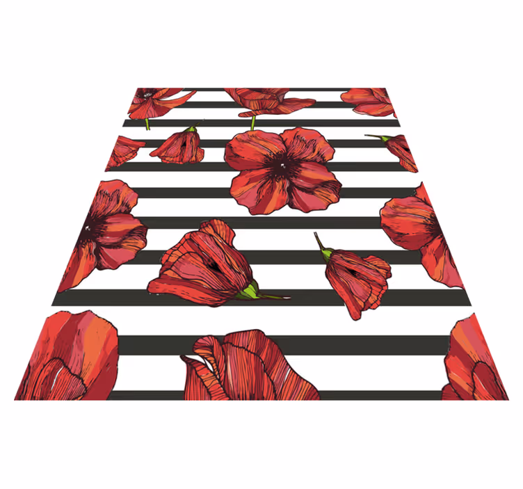 Vinylmatta blommor och växter vallmo växter - Tenstickers