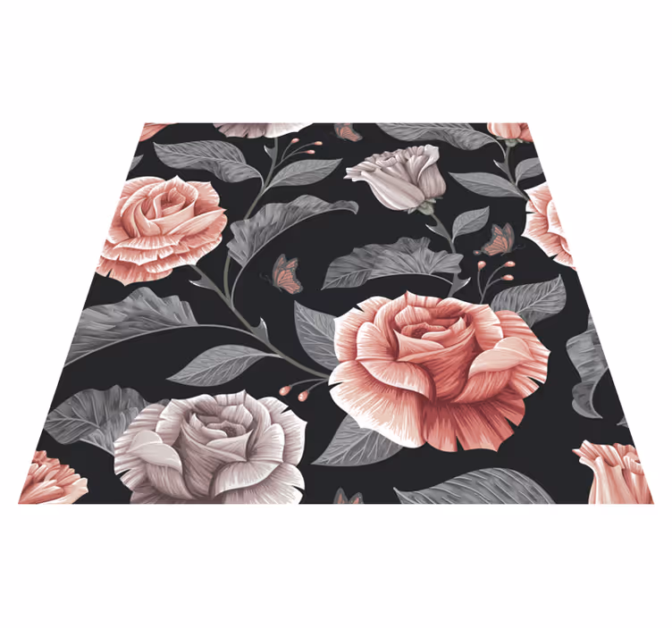 Vinylmatta blommor och växter med rosor mönster - Tenstickers