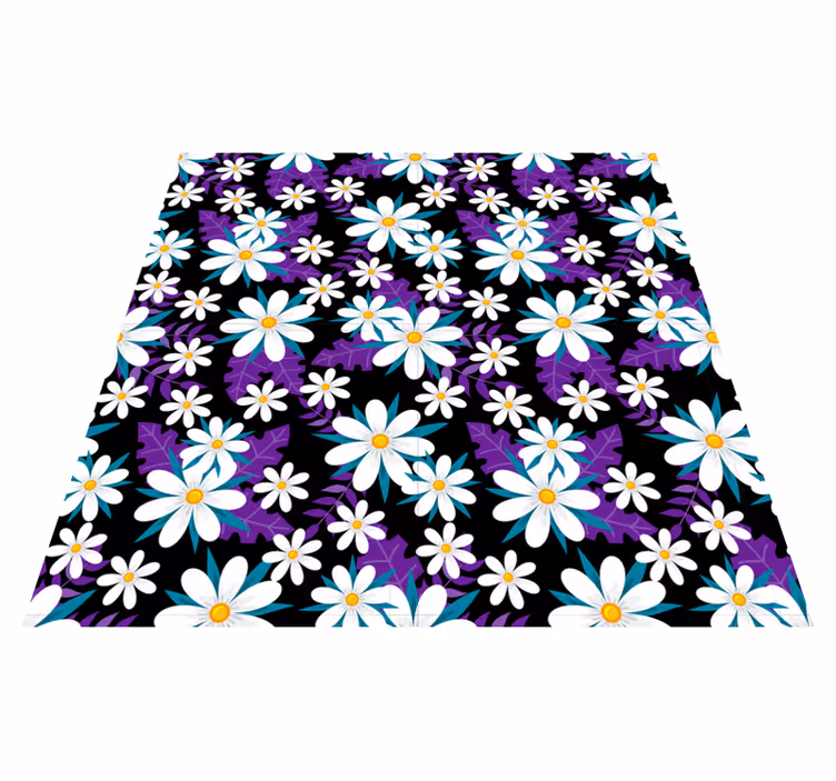 Vinylmatta blommor och växter blommor på svart bakgrund - Tenstickers