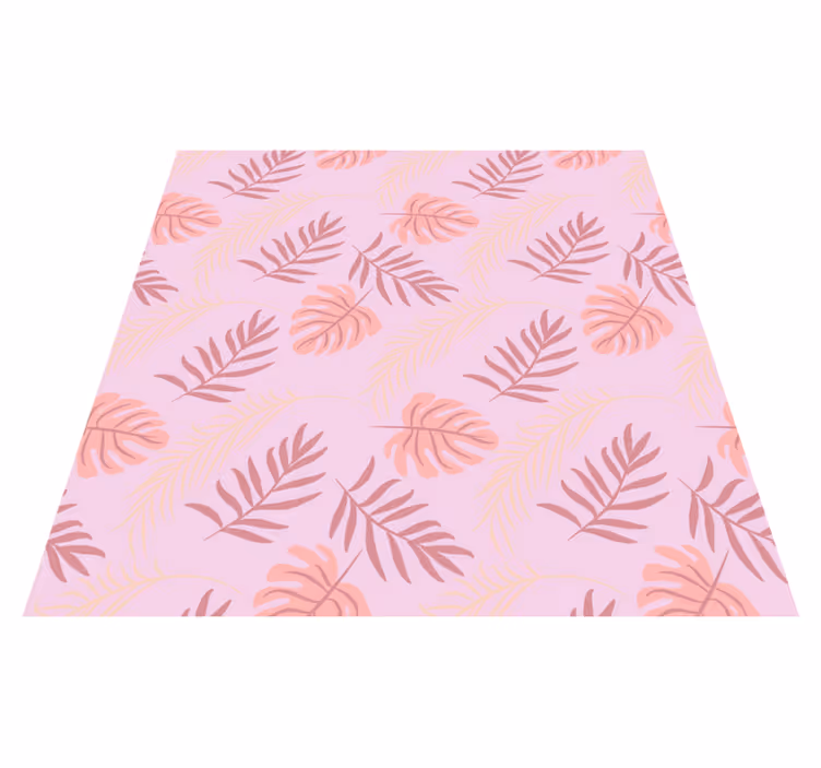 Vinylmatta blommor och växter rosa tropiska blad - Tenstickers