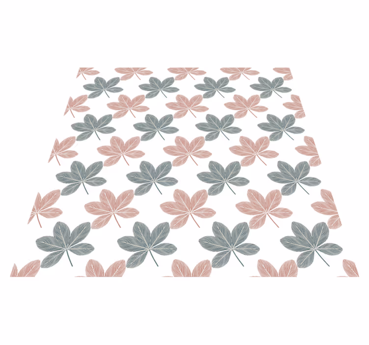 Vinylmatta blommor och växter i rosa och blå blad - Tenstickers