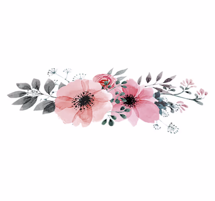 Vinylmatta blommor och växter aquarella vallmo - Tenstickers
