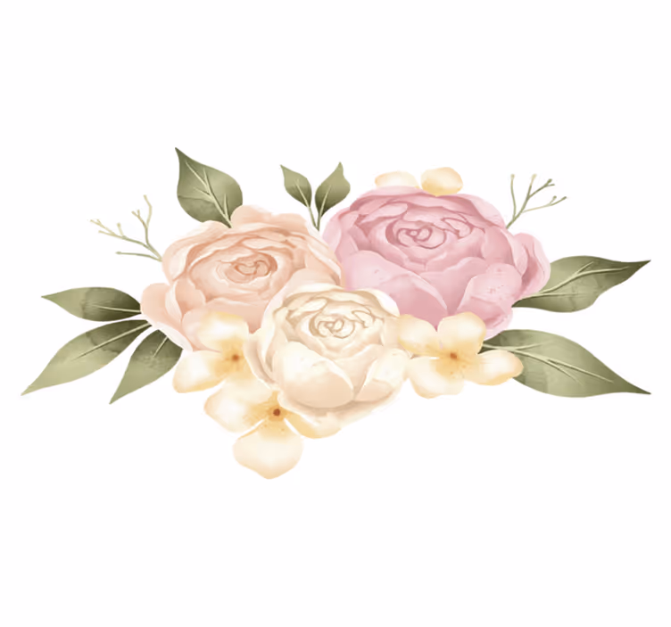 Vinylmatta blommor och växter akvarell pion - Tenstickers
