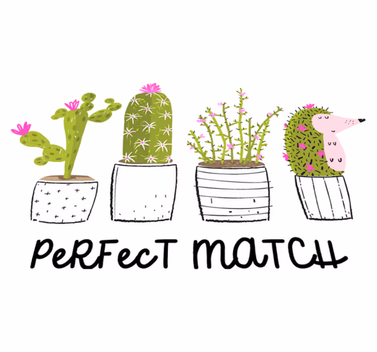 Vinylmatta blommor och växter perfekt matchande kaktusar - Tenstickers
