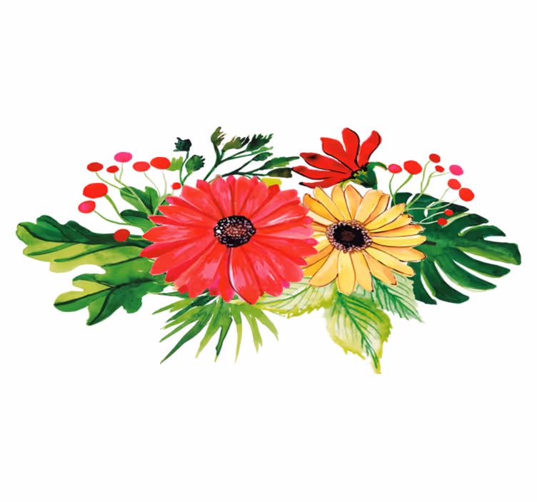 Vinylmatta blommor och växter horisontell elegant design - Tenstickers
