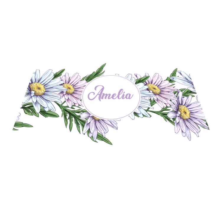 Vinylmatta blommor och växter med namndesign - Tenstickers