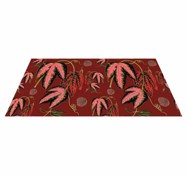 Vinylmatta blommor och växter röd maranta varma färger - Tenstickers