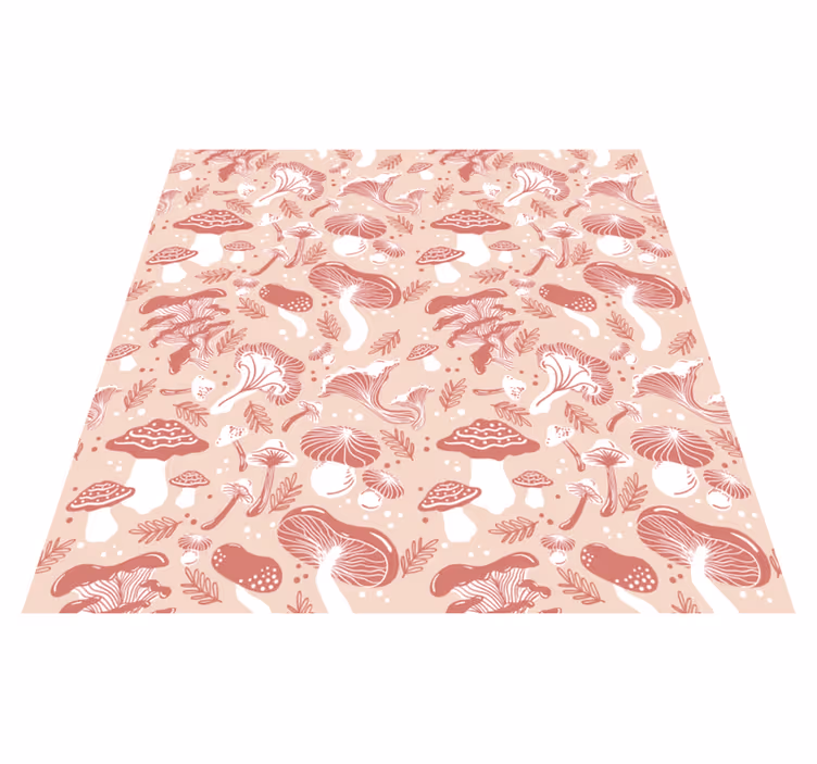 Vinylmatta blommor och växter skogssvampar på beige bakgrund - Tenstickers
