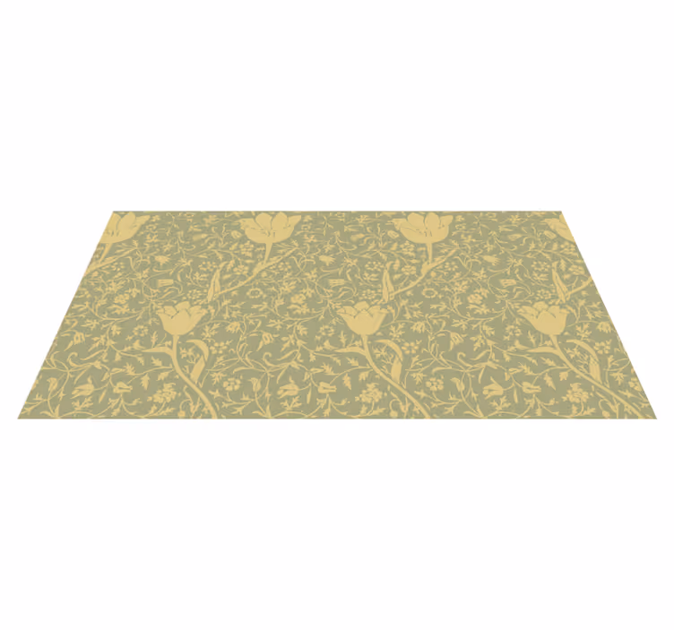 Vinylmatta blommor och växter guld och grön stil - Tenstickers