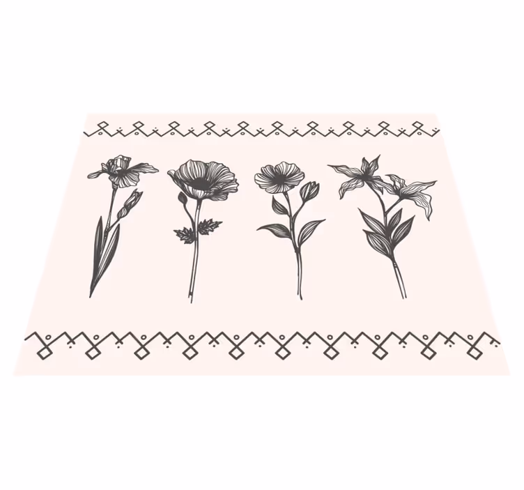 Vinylmatta blommor och växter realistisk vintage botanik - Tenstickers