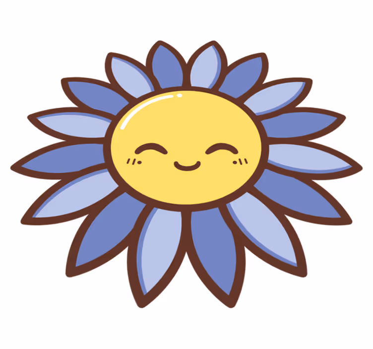 Vinylmatta blommor och växter silhuett glad lila blomma - Tenstickers