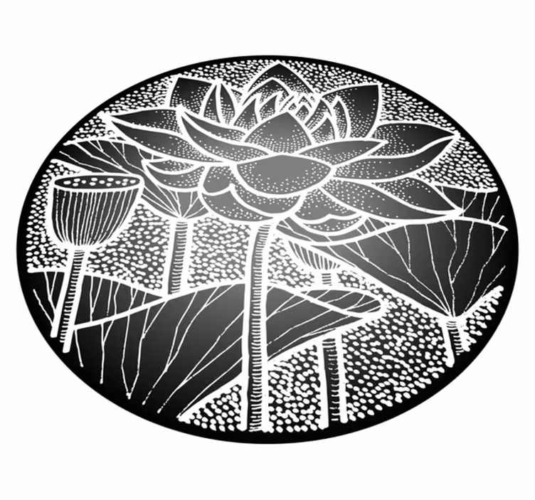 Vinylmatta blommor och växter lotusblomma traditionell stil - Tenstickers