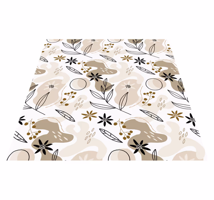 Vinylmatta blommor och växter stiliga rosa och beige blad - Tenstickers