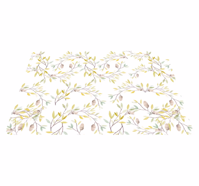 Vinylmatta blommor och växter akvarell gröna blad - Tenstickers