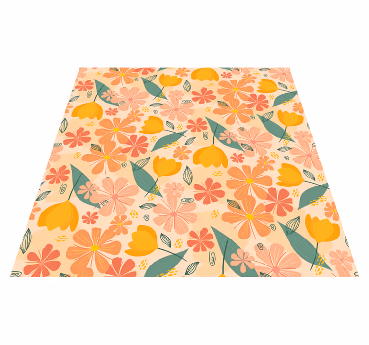 Vinylmatta blommor och växter färgglada vintageblad - Tenstickers