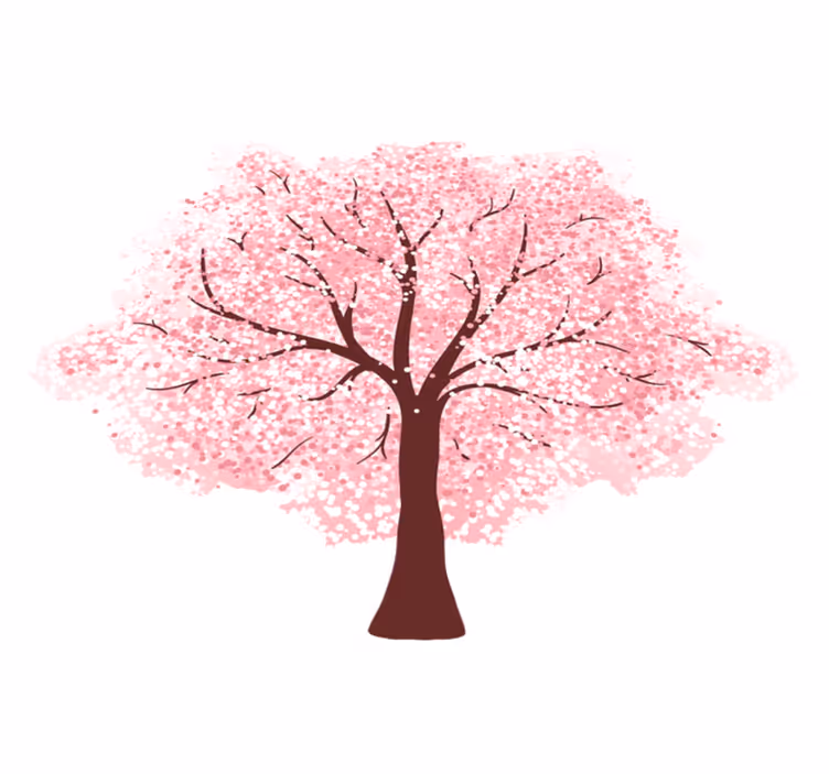 Vinylmatta blommor och växter körsbärsträd i blom - Tenstickers