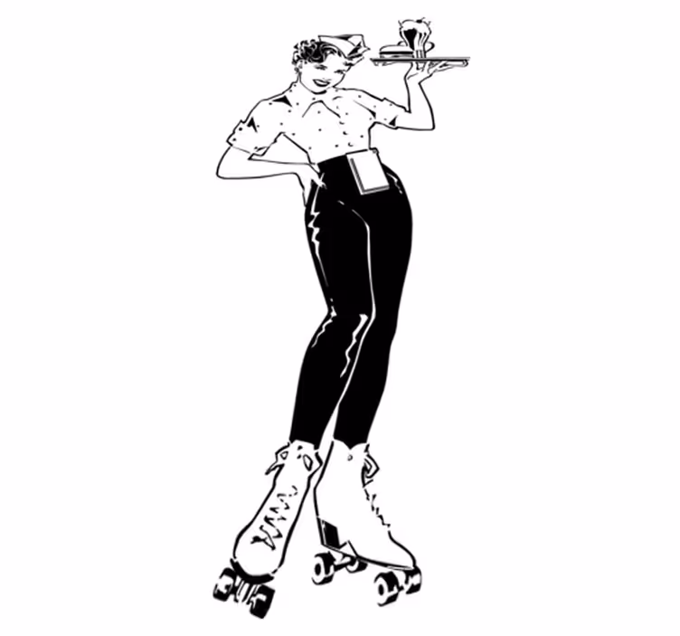 Vinylmatta kök vintage servitris - Tenstickers