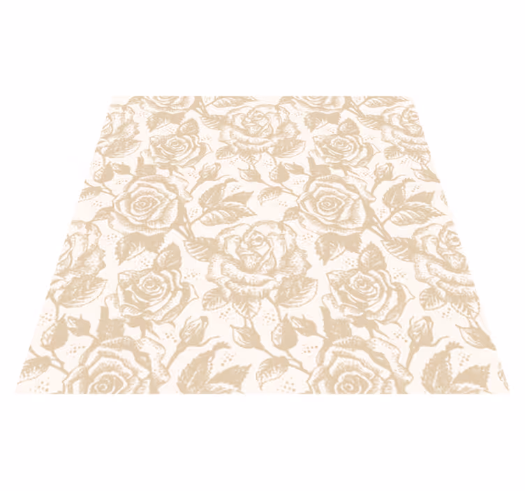 Vinylmatta matsal beige vintage rosor - Tenstickers