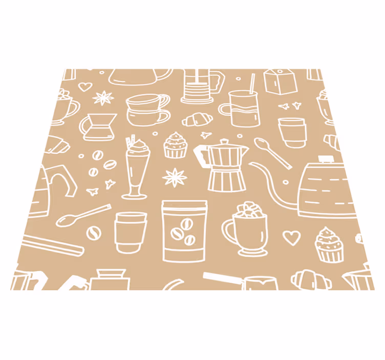 Vinylmatta kök mönster av kaffekoppar och glas - Tenstickers