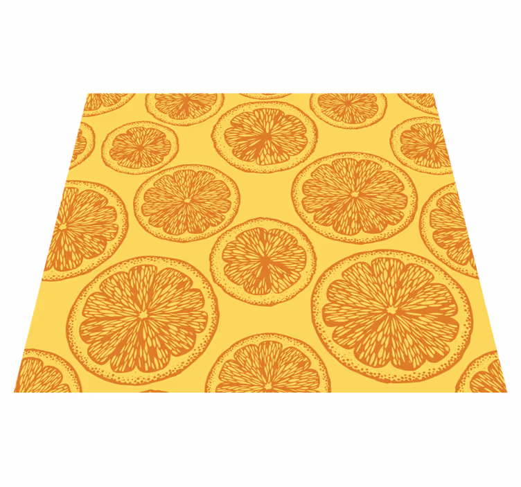 Vinylmatta kök orange handritad mönster - Tenstickers