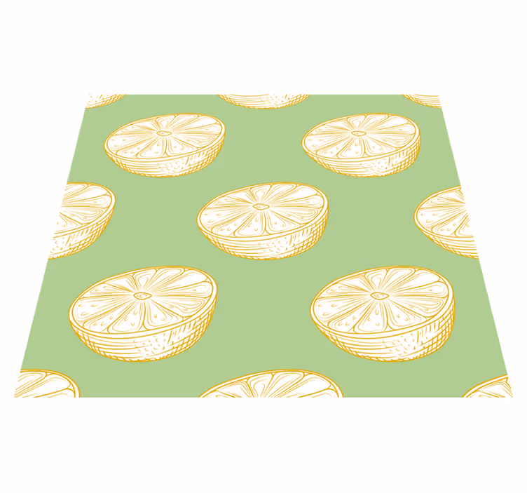 Vinylmatta kök handritad citron citrusfrukt - Tenstickers