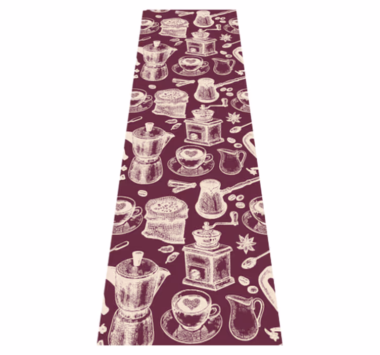 Vinylmatta kök kaffemönster design - Tenstickers