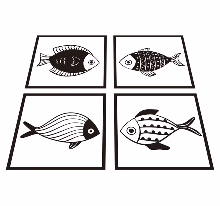 Vinylmatta badrum med vackra fiskmönster - Tenstickers