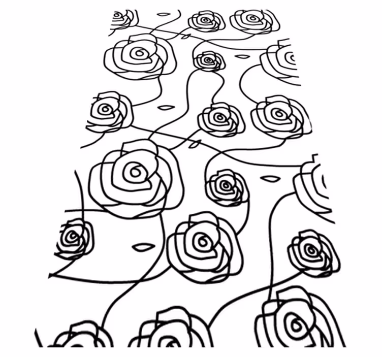 Vinylmatta badrum med minimalistiska rosor - Tenstickers