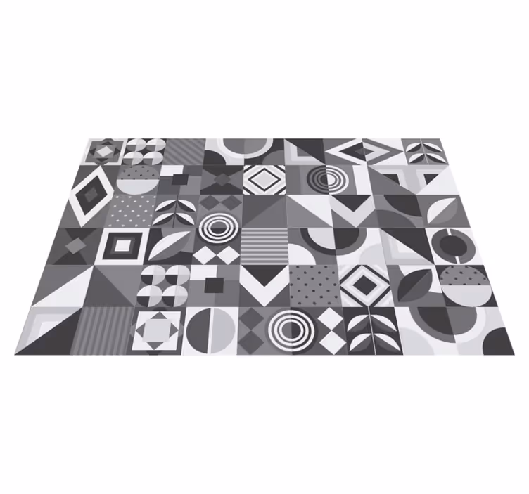 Vinylmatta badrum grå geometriska plattor - Tenstickers