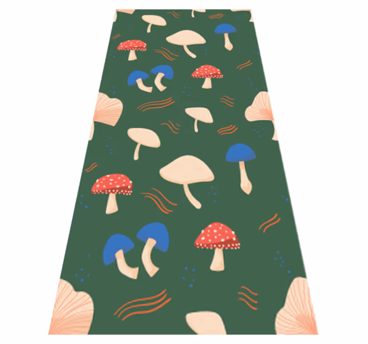 Vinylmatta blommor och växter röda och vita svampar - Tenstickers