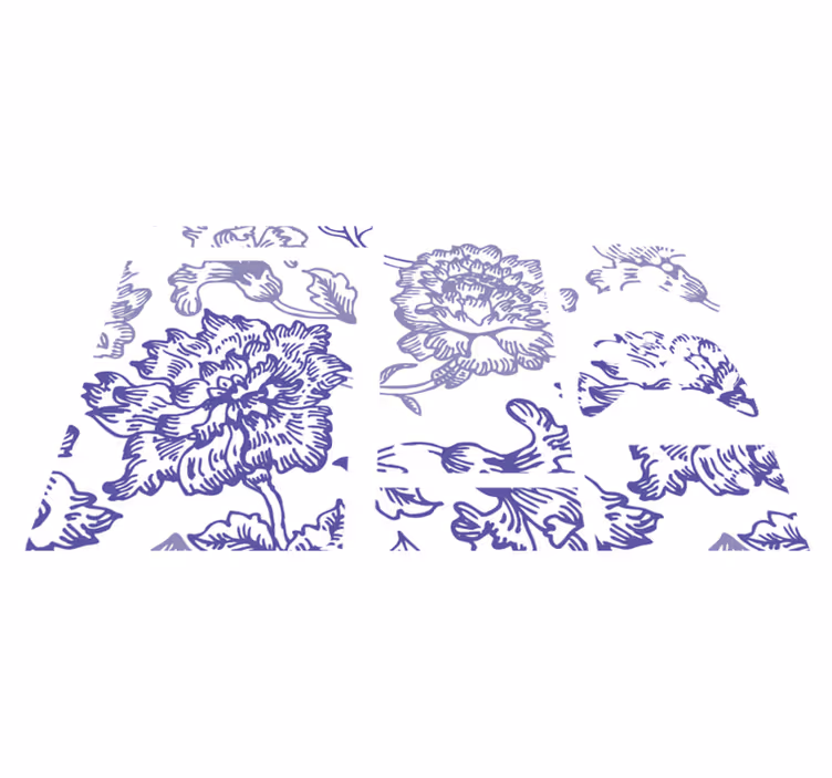 Vinylmatta blommor och växter mjukt lila blommönster - Tenstickers