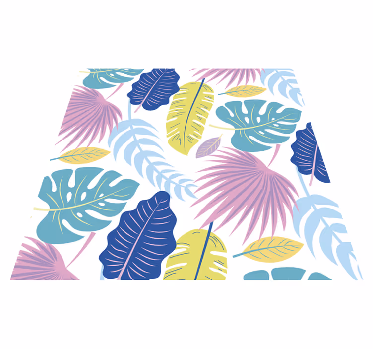 Vinylmatta blommor och växter färgglada bladmönster - Tenstickers