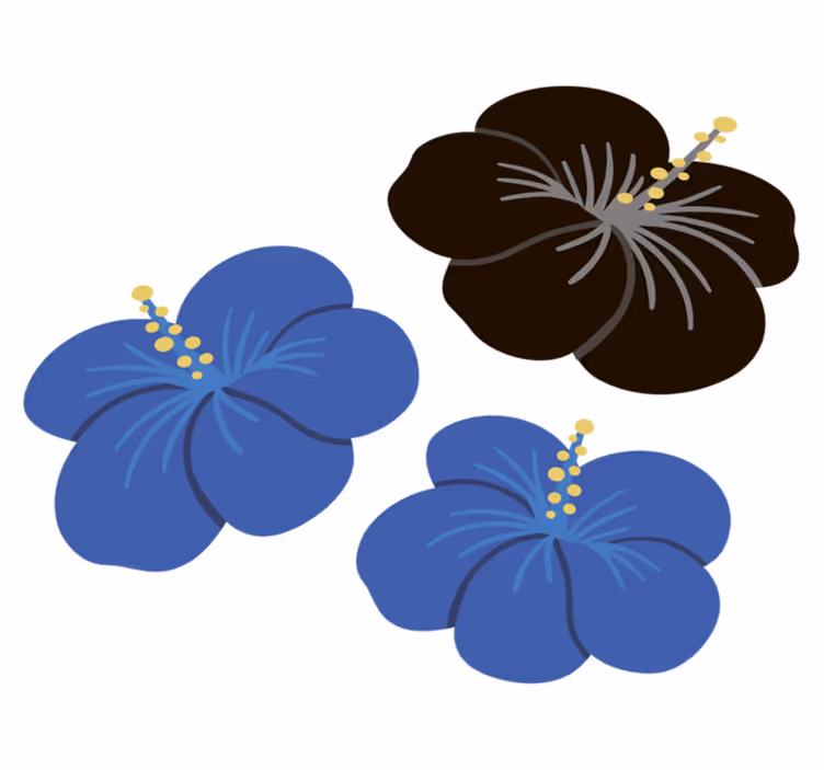 Vinylmatta blommor och växter hibiskusarrangemang - Tenstickers