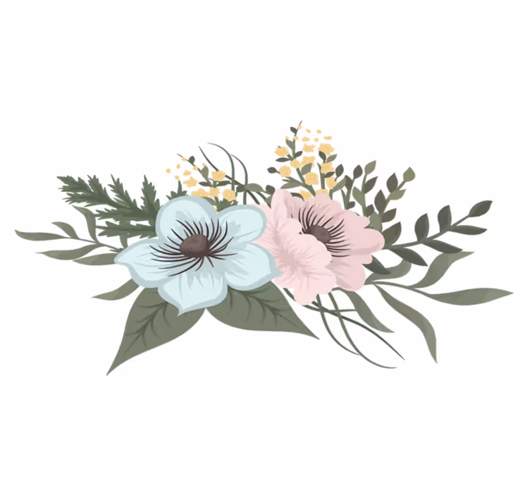 Vinylmatta blommor och växter botaniskt arrangemang - Tenstickers