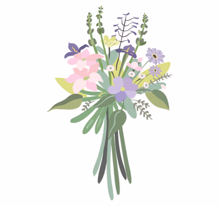 Vinylmatta blommor och växter färgglad blomsterbukett - Tenstickers