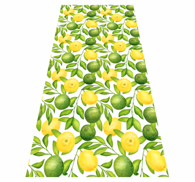 Vinylmatta blommor och växter citron och lime mönster - Tenstickers