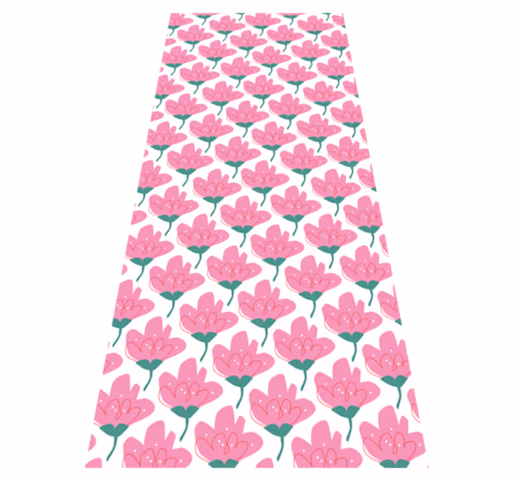 Rosa blommor vinylmatta sovrum - Tenstickers