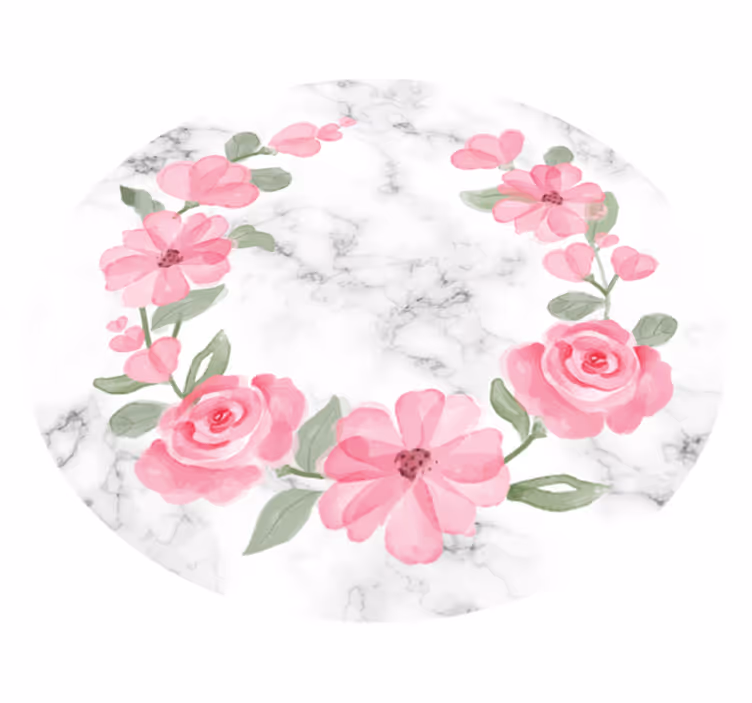 Vinylmatta sovrum blomsterkrans med marmor - Tenstickers