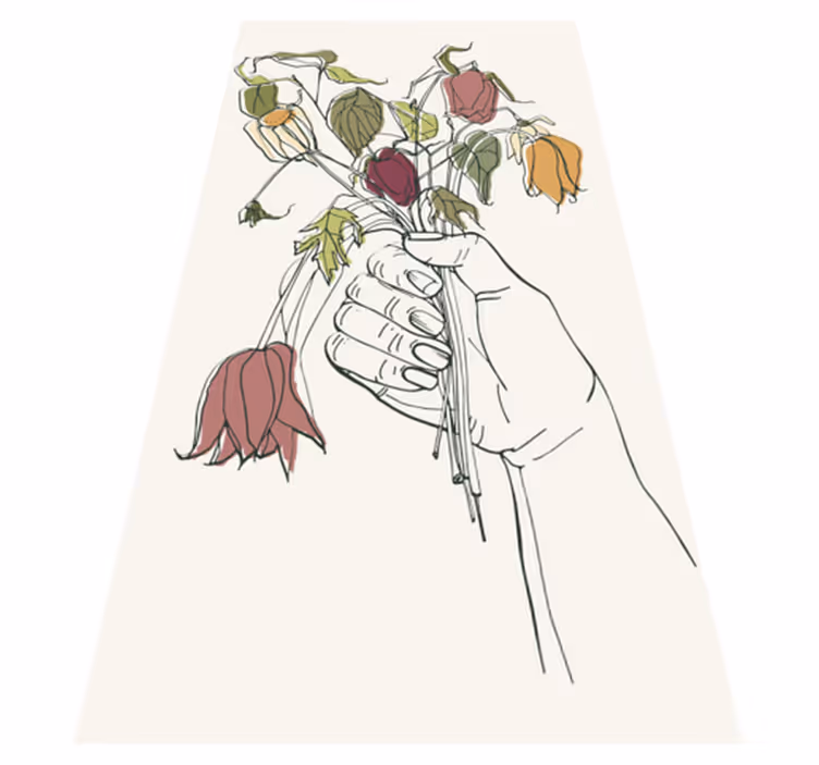 Vinylmatta sovrum handhållna blommor - Tenstickers