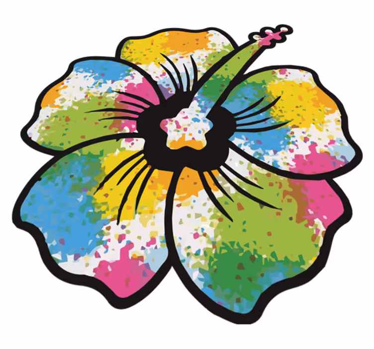 Vinylmatta sovrum färgglad hibiskusblomma - Tenstickers