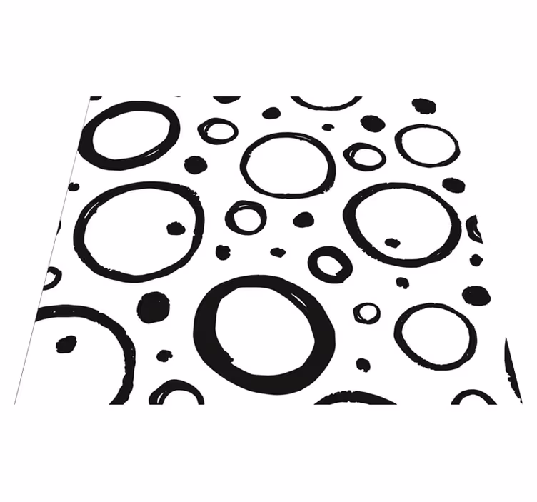 Vinylmatta geometrisk cirkeldesign svart och vit - Tenstickers