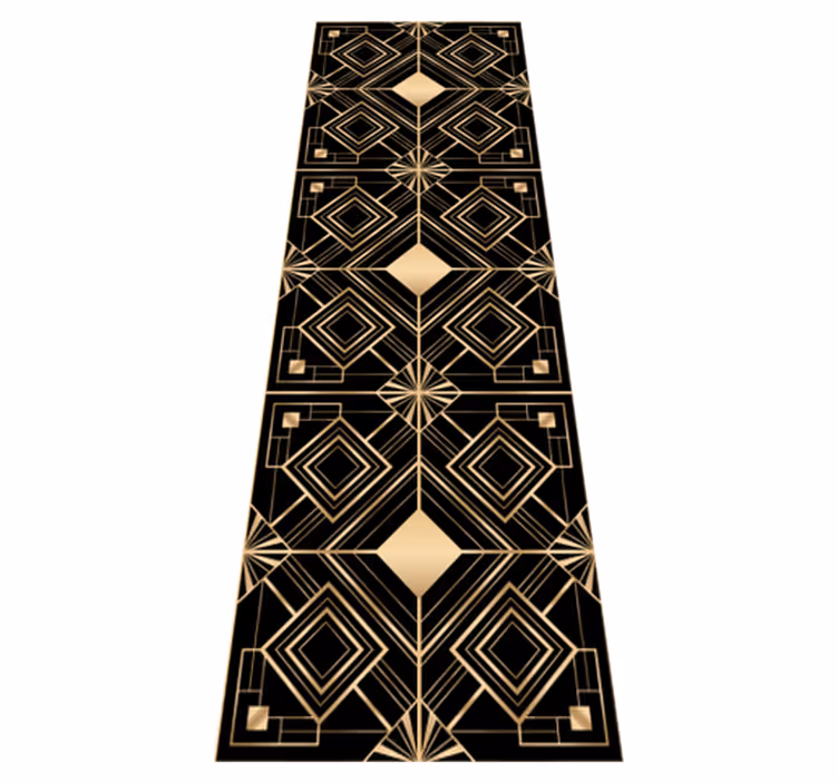 Vinylmatta geometrisk modern konst svart och guld mönster - Tenstickers