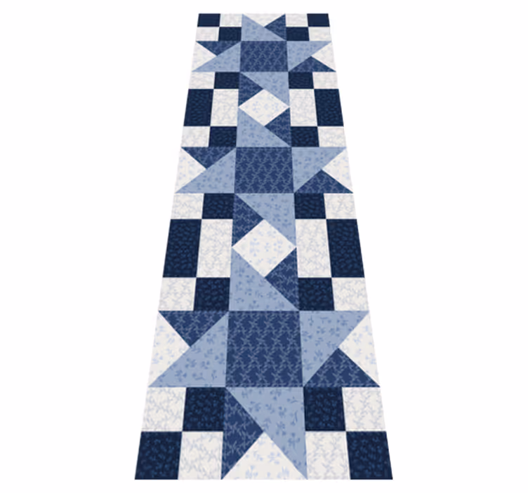 Vinylmatta geometrisk patchwork blå stjärna triangel - Tenstickers