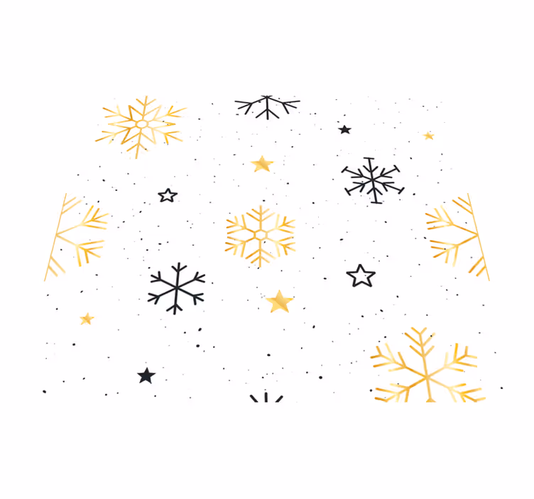 Vinylmatta jul svarta och guldiga snöflingor - Tenstickers